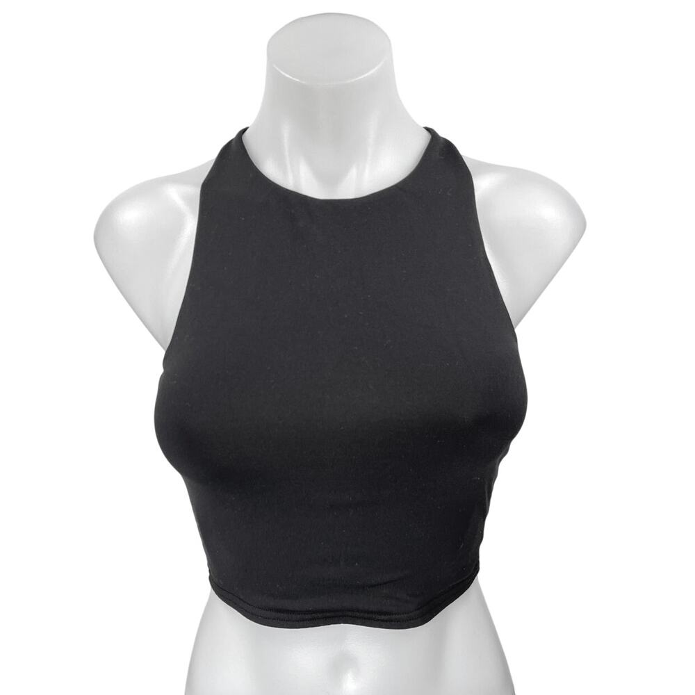 Alo Yoga Movement Black Lace Back Racerback Sleeveless Athletic Crop Tank Top XS